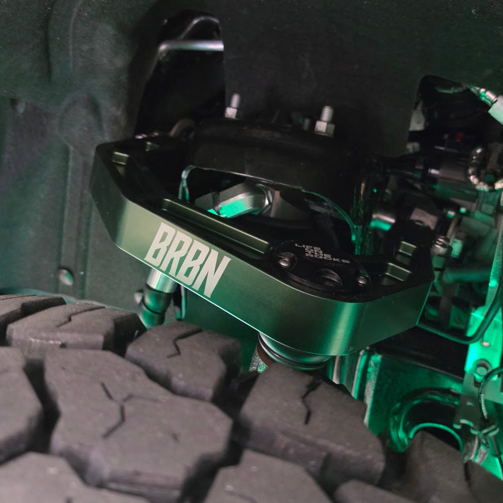 Picture of Installed Green BRBN Upper Control Arm on a Ford Bronco